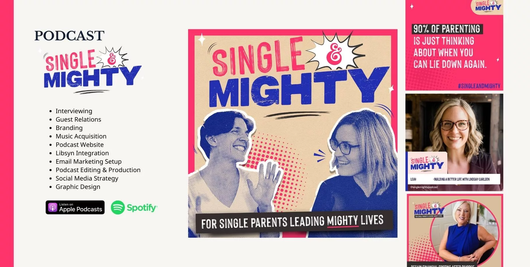 Single and Mighty Podcast produced by Mighty Ink Marketing Lindsay Carlson and Carmel Ecker